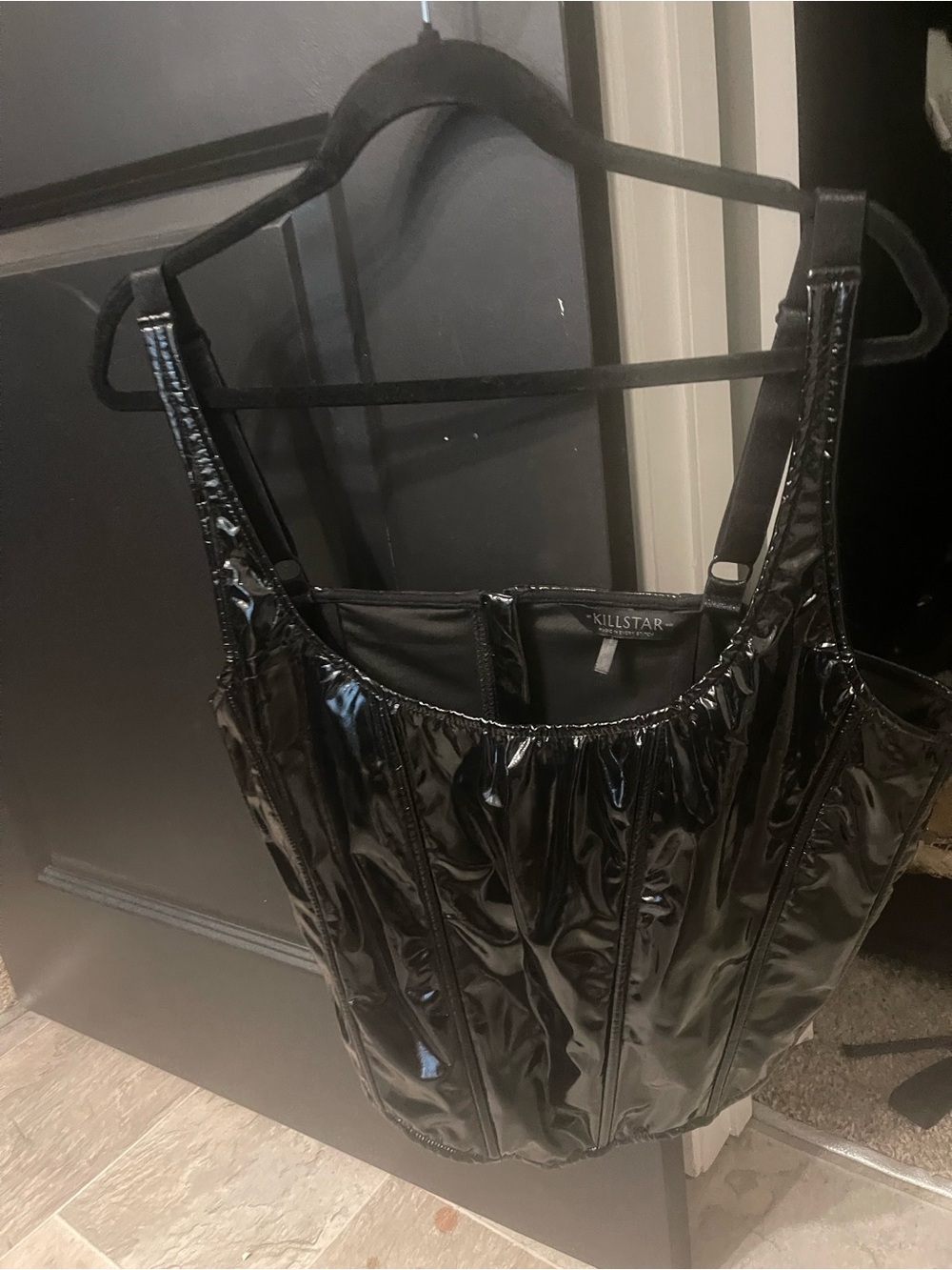 Killstar Black Patent Vinyl Corset Tank